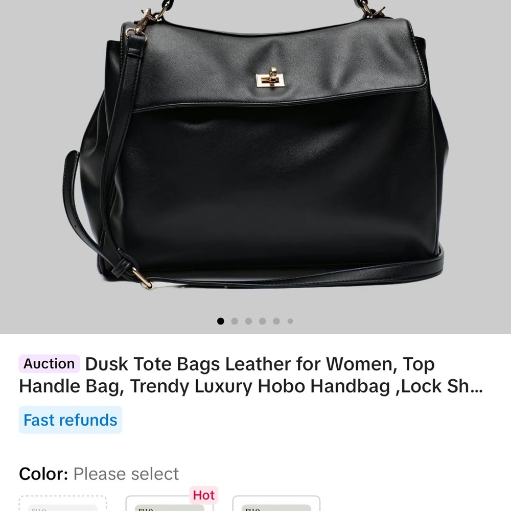 Black Leather Dusk Tote Bag for Women